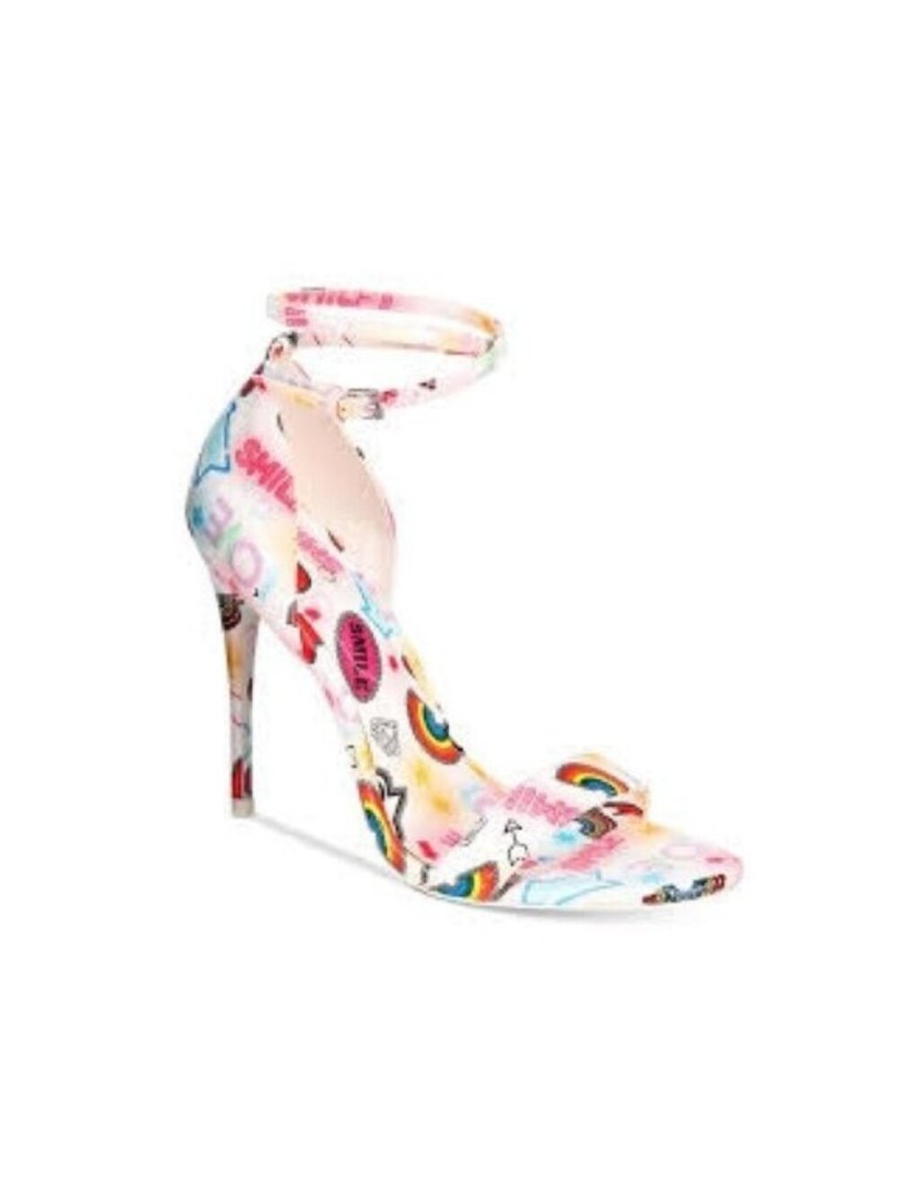 🛍 Aldo Sandyy Graphic Printed Sandals Pink Multi Size 5